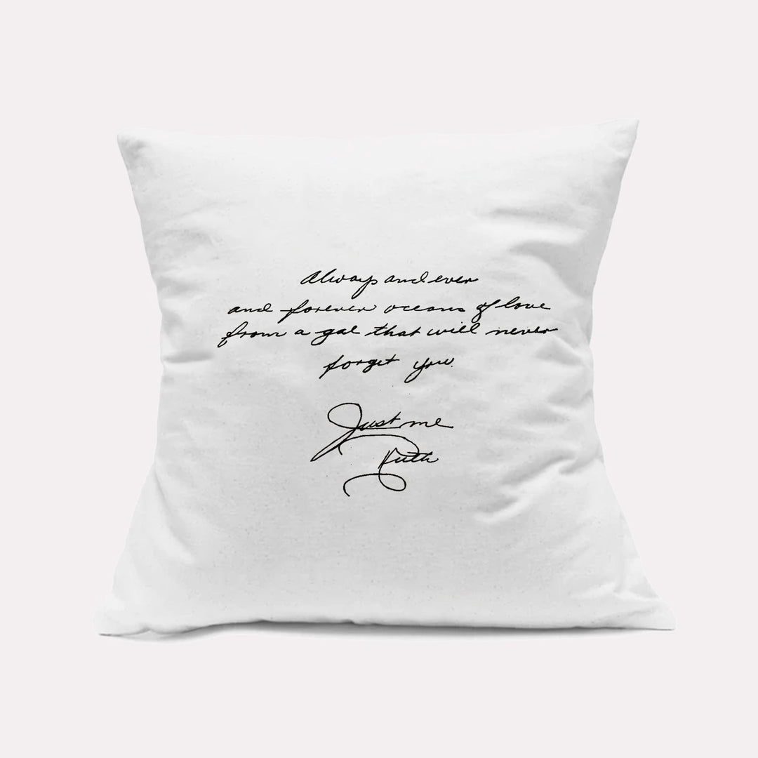 White Custom Handwritten Letter Decorative Pillow - The Printed Gift