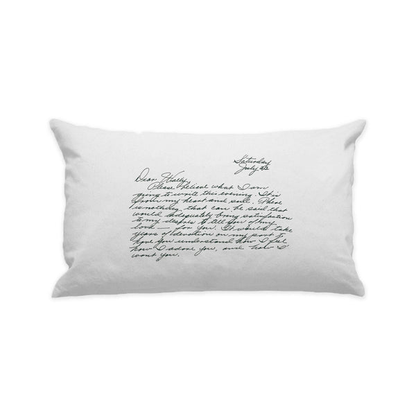 White Custom Handwritten Letter Lumbar Pillow - The Printed Gift