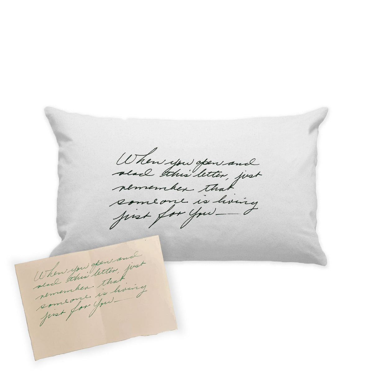White Custom Handwritten Letter Lumbar Pillow - The Printed Gift
