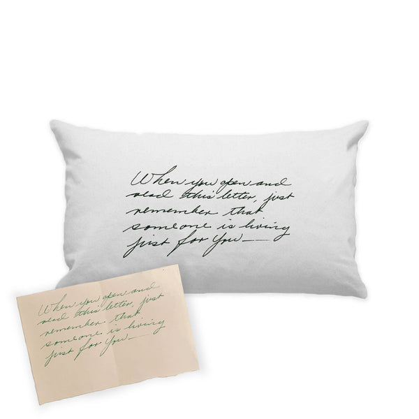 White Custom Handwritten Letter Lumbar Pillow - The Printed Gift