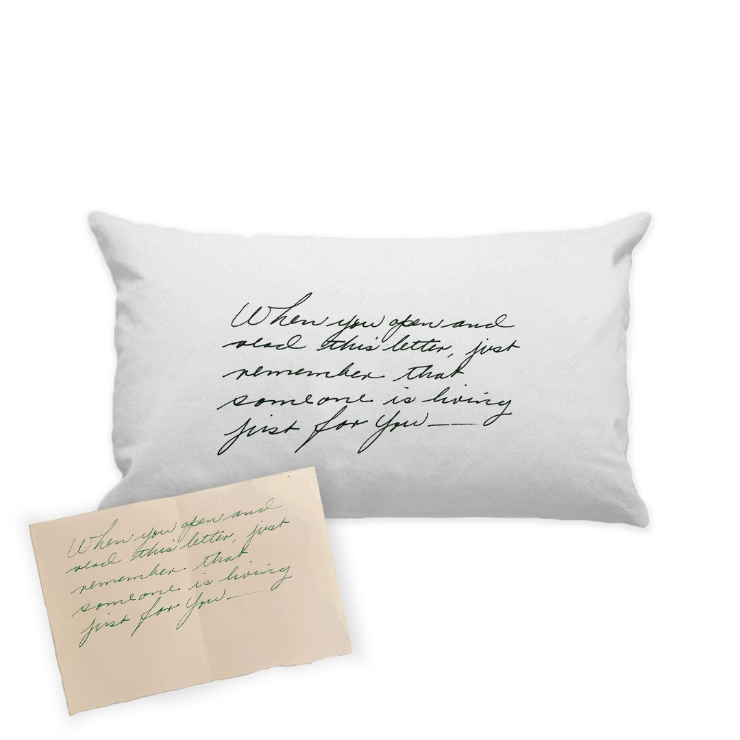 White Custom Handwritten Letter Lumbar Pillow - The Printed Gift